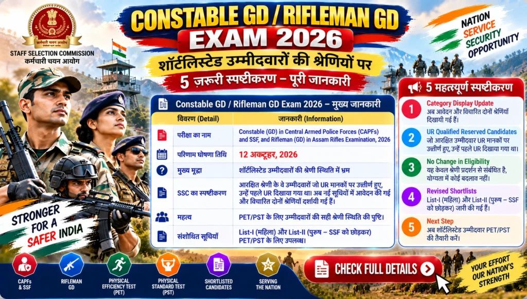 Constable GD/Rifleman GD Exam 2026